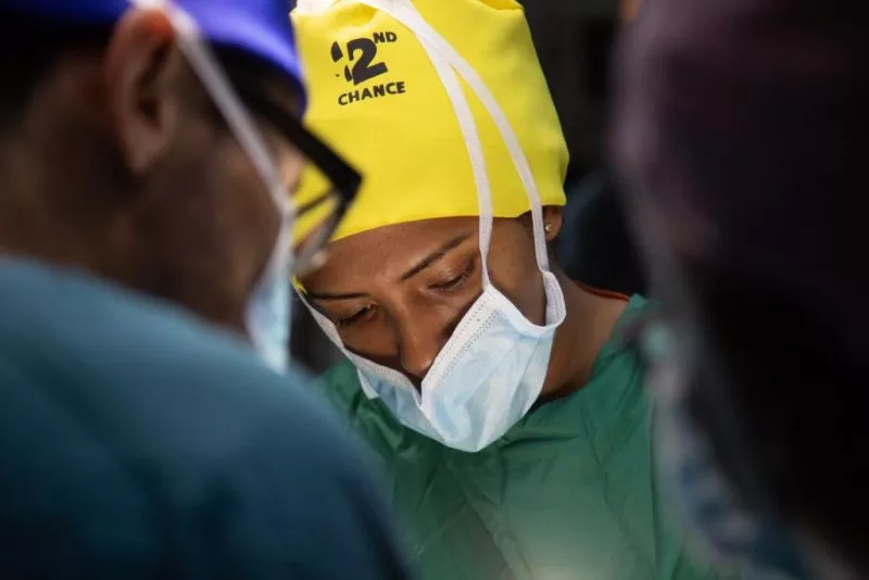 Surgeons performing reconstructive surgery during a 2nd Chance workshop in Sub-Saharan Africa.